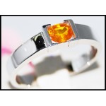 14K White Gold Solitaire Ring Yellow Sapphire Gemstone [RR0053]