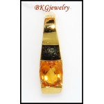 Citrine Gemstone Jewelry 18K Yellow Gold Solitaire Pendant [P0051]