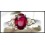 Genuine Oval Ruby Solitaire Ring and Diamond Solid 18K White Gold [RS0165]