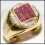 3x3 Square Ruby and Diamond Solid 18K Yellow Gold Ring [R0017]