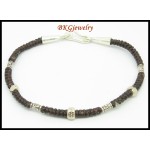 Weaving Jewelry Waxed Cotton Cord Bracelet Hill Tribe Silver [KH137]