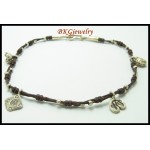 Waxed Cotton Cord Weaving Anklet Hill Tribe Silver Jewelry [KH085]