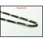 Hill Tribe Silver Bead Weaving Waxed Cotton Cord Necklace [KH038]