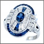18K White Gold Natural Blue Sapphire Luxury Antique Ring Style [RA0001]