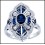 18K White Gold Diamond Accents and Blue Sapphire Vintage Ring Style [RA0002]