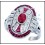 18K White Gold Natural Oval Ruby and Diamond Antique Ring Style [RA0006]