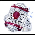18K White Gold Natural Diamond Accents Oval Ruby Vintage Ring Style [RA0007]