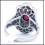 18K White Gold Natural Diamond Accents Oval Ruby Vintage Ring Style [RA0007]