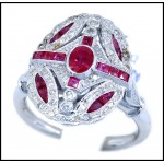 Ruby Antique Ring Solid 18K White Gold and Diamond Accents [RA0010]