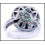 0.16 Carat Diamond Solid 18K White Gold Onyx Emerald Antique Rings [RA0013]