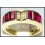 Stunning Heart Design Ruby and Diamond Solid 18K Yellow Gold Ring [RQ0032]
