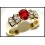 18K Yellow Gold Ruby Solitaire Diamond Stunning Ring [RS0029]