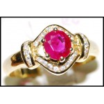 Solitaire Exclusive Ruby Diamond Ring 18K Yellow Gold [RS0127]