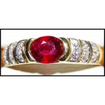 Stunning Diamond 18K Yellow Gold Solitaire Ruby Ring [RS0172]