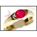 Solitaire 18K Yellow Gold Diamond Stunning Ruby Ring [RS0187]