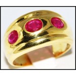 Three Stone Ruby Exclusive 18K Yellow Gold Ring [R0066]
