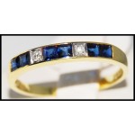 Diamond Blue Sapphire Gorgeous 18K Yellow Gold Band Ring [R0025]