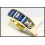 Diamond 18K Yellow Gold Baguette Exclusive Blue Sapphire Ring [RQ0008]