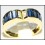 18K Yellow Gold Diamond Baguette Blue Sapphire Heart Ring [RQ0032]