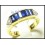 Natural 18K Yellow Gold Baguette Blue Sapphire Diamond Ring [RQ0034]
