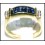 Natural 18K Yellow Gold Diamond Baguette Blue Sapphire Ring [RQ0036]