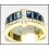 18K Yellow Gold Baguette Blue Sapphire Cross Diamond Ring [RQ0040]