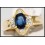 Natural Diamond Blue Sapphire Solitaire 18K Yellow Gold Ring [R0105]