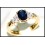 18K Yellow Gold Diamond Oval Blue Sapphire Solitaire Ring [RS0006]