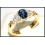 Diamond Oval Blue Sapphire Solitaire Ring 18K Yellow Gold [RS0011]