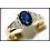18K Yellow Gold Genuine Diamond Solitaire Blue Sapphire Ring [RS0013]
