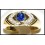 Solitaire Blue Sapphire Genuine Diamond Ring 18K Yellow Gold [RS0027]