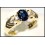Estate Blue Sapphire Solitaire Diamond 18K Yellow Gold Ring [RS0102]