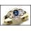 Diamond Blue Sapphire Solitaire Ring Genuine 18K Yellow Gold [RS0109]