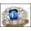 18K Yellow Gold Gemstone Diamond Princess Blue Sapphire Ring [RF0015]