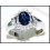 Solitaire Diamond Gorgeous 18K White Gold Blue Sapphire Ring [R775]