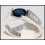 Solitaire Genuine Diamond 18K White Gold Blue Sapphire Ring [R0011]