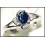 Solitaire Diamond Blue Sapphire Genuine 18K White Gold Ring [RS0105]