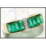 Gemstone Natural Diamond Emerald Ring 18K Yellow Gold [RQ0013]