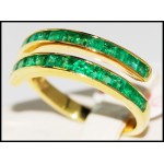 Emerald Stunning Gemstone 18K Yellow Gold Band Ring R0020]