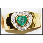 Diamond Cocktail 18K Yellow Gold Emerald Heart Ring [RF0027]