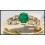 Stunning Solitaire Diamond 18K Yellow Gold Emerald Ring [R0101]
