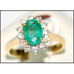Exclusive Diamond 18K Yellow Gold Solitaire Emerald Ring [RS0007]