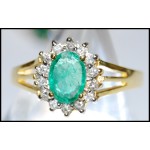 Solitaire 18K Yellow Gold Diamond Stunning Emerald Ring [RS0047]