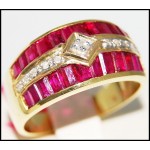Genuine Diamond 14K Yellow Gold Gemstone Ruby Ring [RR073]