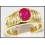 Estate Solitaire Diamond Ruby Ring 14K Yellow Gold [RR022]