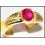 Genuine Solitaire Diamond 14K Yellow Gold Ruby Ring [RR048]