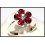 Flower Ruby Ring and Diamond Solid 18K White Gold [RF0001]