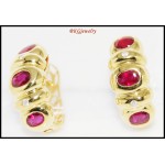 18K Yellow Gold Natural Diamond Gemstone Ruby Earrings [E0062]