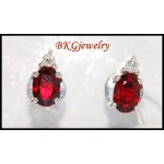 Diamond Stud Gemstone Stunning 18K White Gold Ruby Earrings [E0027]