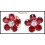 18K White Gold Gemstone Diamond Ruby Flower Earrings [E0047]